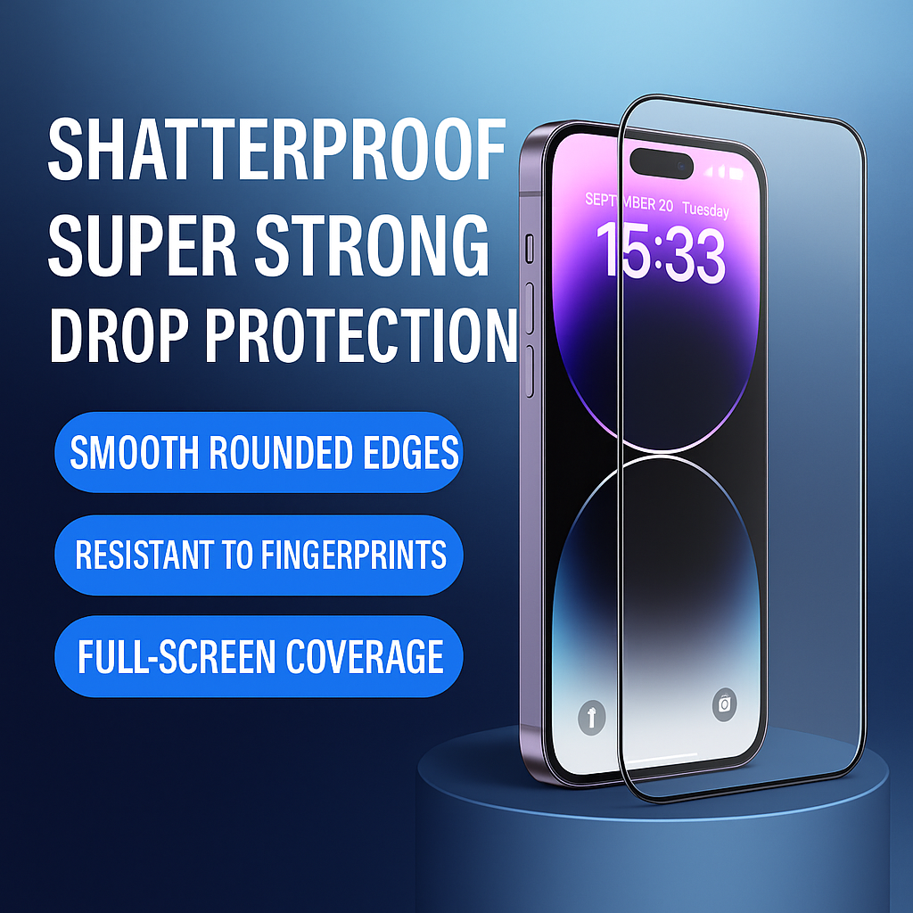 Picture of KUZOOM Premium Tempered Glass Screen Protector for iPhone 15 Pro Shatterproof & Full Coverage (iPhone 15 Pro)