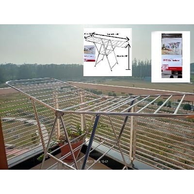 Picture of Heavy SS Foldable Clothes Drying Rack Dryer ( FULL SS )(H)37 (L)62(W) 22 -Silver