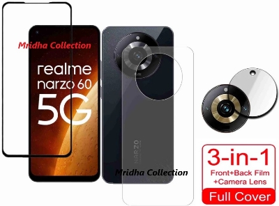 Picture of 3in1 Protector Combo Pack for Realme Narzo 60 5G (Rinboo Full Screen Protector Glass + Back Hydrogel Protector Poly + Camera Lens Protector)