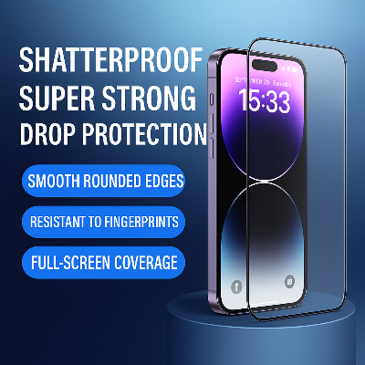 Picture of KUZOOM Premium Tempered Glass Screen Protector for iPhone 14 Pro  Shatterproof & Full Coverage (iPhone 14 pro)