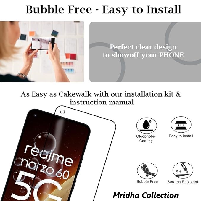 Picture of 2in1 Protector Combo Pack for Realme Narzo 60 5G (5d Full Screen Protector Glass + Camera Lens Protector)