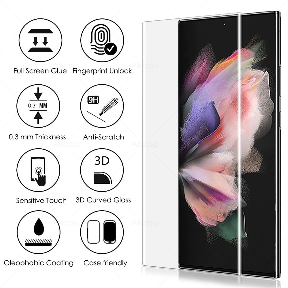 Picture of KUZOOM UV Glass Screen Protector for Samsung Galaxy S23 Ultra – 3D Curved, Full Coverage (Samsung S23 Ultra)