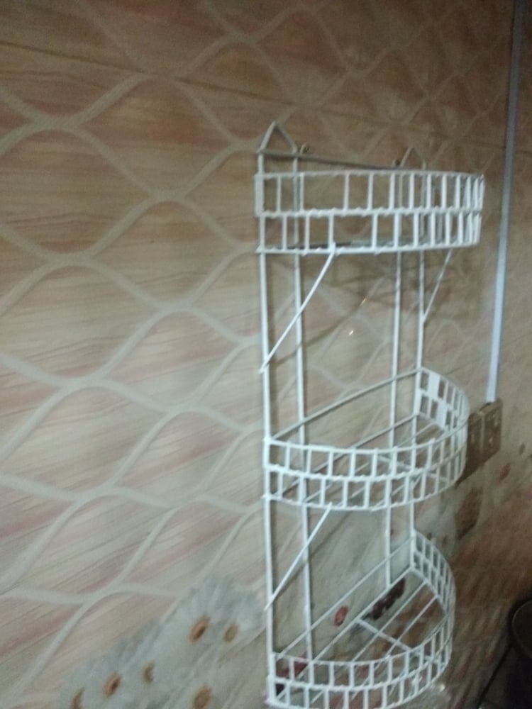 Picture of Buy 1 Get 1 Free 3 Step D Shape Wall Hanging Rack For Kitchen , Home , Office , Toilet -White