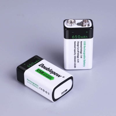 Picture of Doublepow 9V 650mAh USB Rechargeable Li-ion Battery – Built-in Micro USB Charging (Battery 1p)
