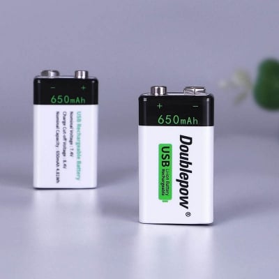 Picture of Doublepow 9V 650mAh USB Rechargeable Li-ion Battery – Built-in Micro USB Charging (Battery 1p)