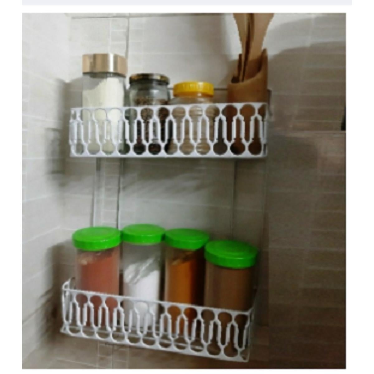 Picture of Buy 1 Get 1 Free Square 2 Layer Hanging Wall Storage Organizer Self / Rack -White