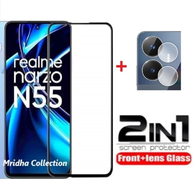 Picture of 2in1 Protector Combo Pack for Realme Narzo N55 (5d Full Screen Protector Glass+Camera Lens Protector)