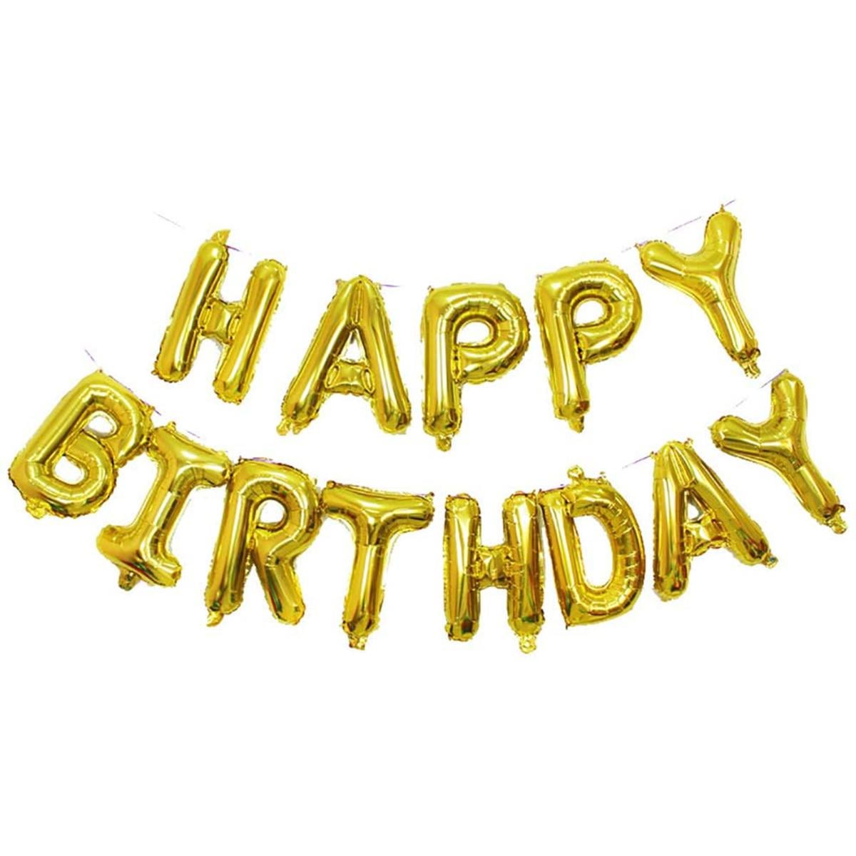 Picture of Happy Birthday Balloon Aluminum Foil Banner Letters