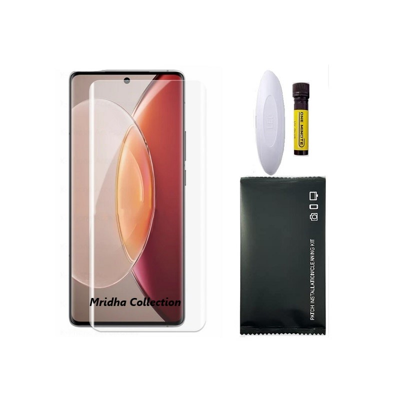 Picture of Realme Narzo 60 Pro 5G (A+ GRADE) Premium UV Tempered Glass Screen Protector Curved with Liquid Glue and UV Light -Transparent Clear