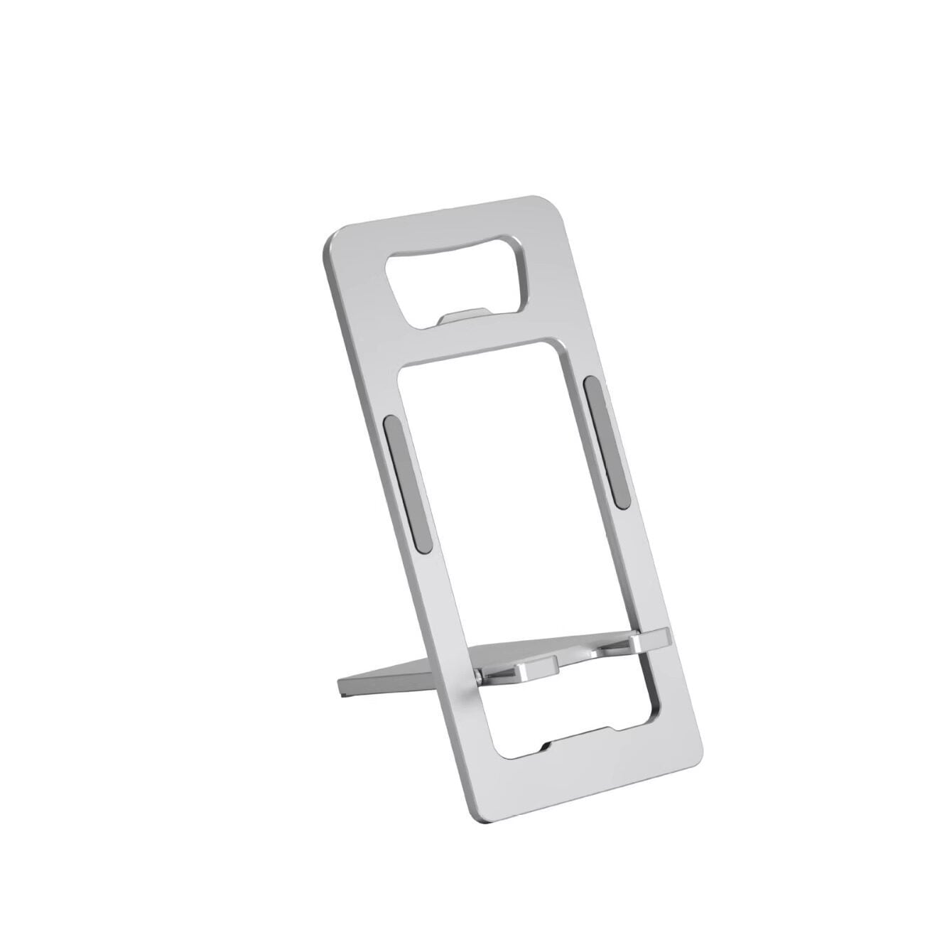 Picture of Foldable Aluminum Phone Stand Adjustable Desktop Mobile Holder – Portable Phone Stand for Office, Desk & Travel Universal Compatible (Silver)