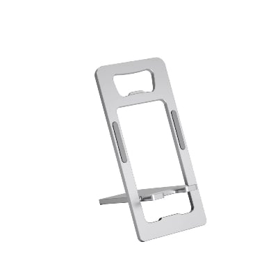 Picture of Foldable Aluminum Phone Stand Adjustable Desktop Mobile Holder – Portable Phone Stand for Office, Desk & Travel Universal Compatible (Silver)