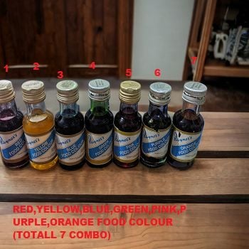 Picture of Rayners Food Colour 7 Pieces Combo pack Red , Yellow , Blue , Green , Pink , Purple  & Orange Food Colour