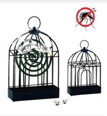 Picture of Bird Cage Mosquito Coil Holder, Creative Nordic Retro Iron Insect Mosquito Coil Holder, Repellent Rack for Hanging Handle Summer Anti Mosquito Supplies Black -Black