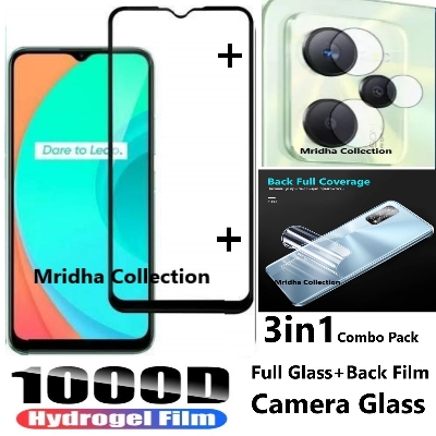 Picture of 3in1 Protector Combo Pack for Realme C35 (5d Full Screen Protector Glass + Back Hydrogel Protector Poly + Camera Lens Protector)