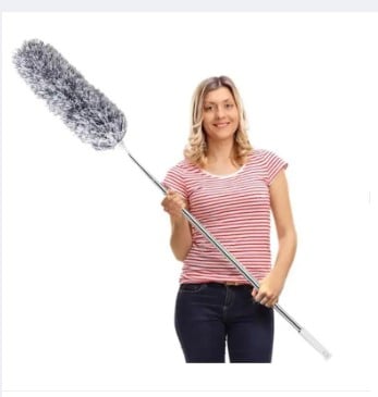 Picture of Microfiber Duster with Extension Pole, Extra Long 100 inches, Scratch-Resistant Cover, Bendable, Washable, Dusters for Cleaning Roof, High Ceiling, Fan, Furniture -Ash