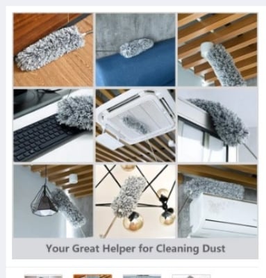 Picture of Microfiber Duster with Extension Pole, Extra Long 100 inches, Scratch-Resistant Cover, Bendable, Washable, Dusters for Cleaning Roof, High Ceiling, Fan, Furniture -Ash