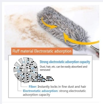 Picture of Microfiber Duster with Extension Pole, Extra Long 100 inches, Scratch-Resistant Cover, Bendable, Washable, Dusters for Cleaning Roof, High Ceiling, Fan, Furniture -Ash