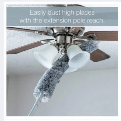 Picture of Fan Cleaning Duster with 100 inches Expandable Pole Free Style Handle Duster for High Ceiling Fans , Window , AC , Furniture -Ash