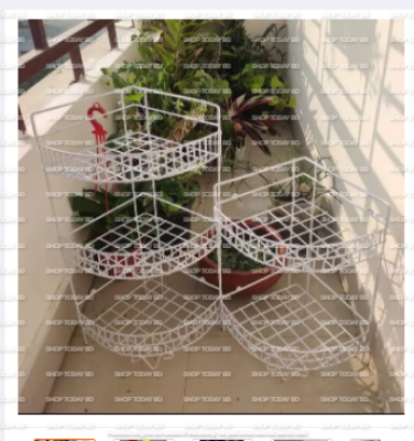 Picture of 3+2 Layer Corner Shelf 2 Pcs Rack Multi-Layer Rack Storage Organizer Metal Shelves Shelf Holder -White