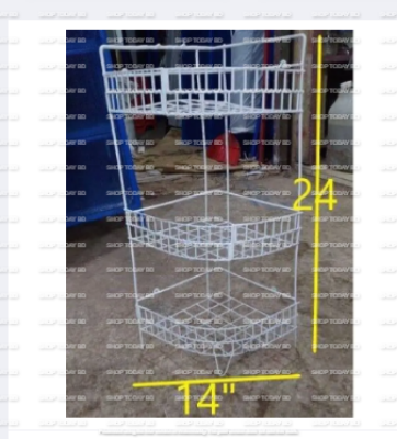Picture of 3+2 Layer Corner Shelf 2 Pcs Rack Multi-Layer Rack Storage Organizer Metal Shelves Shelf Holder -White
