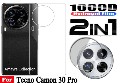 Picture of 2in1 Back Protector Combo Pack for Tecno Camon 30 Pro (Back Hydrogel Poly Protector + Camera Lens Protector)