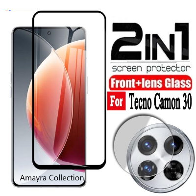 Picture of 2in1 Protector Combo Pack for Tecno Camon 30 (Premium Full Screen Protector Glass + Camera Lens Protector)