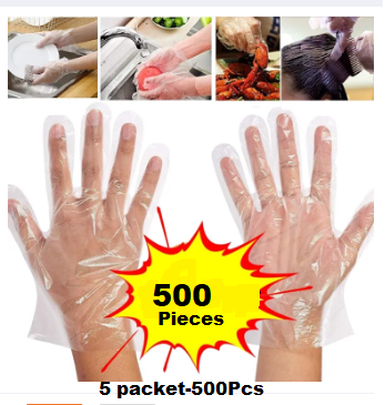 Picture of One Time Hand Gloves Poly 5 packet-500Pcs