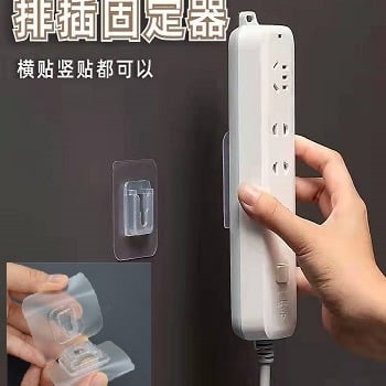 Picture of 5 Pair Double Sided Wall Adhesive Hook Socket Holder Cable Storage Plug Fixing Organizer