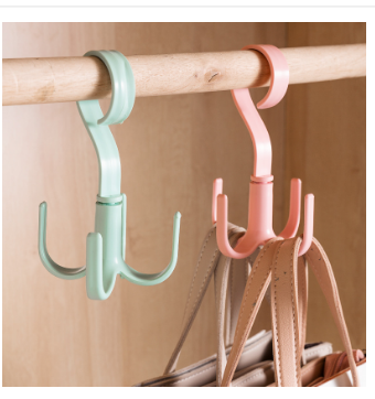 Picture of Creative multi functional rotatable four claw hook for coats hats, bags  scarves wardrobe storage racks door hangers bags 1 Piece -Multicolor