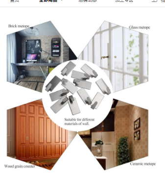 Picture of Stainless steel hooks, creative kitchen sticky hooks, 6 nail-free hooks behind metal bathroom doors -Silver