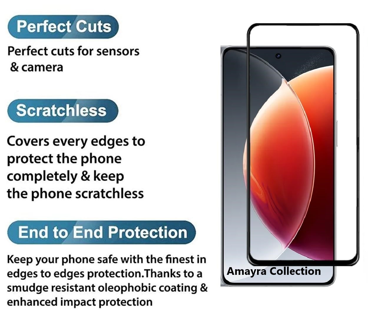 Picture of Tecno Camon 30 Pro - Premium Full Coverage Glass Protector Tempered Glass Screen Protector 9H Hardness Full Coverage