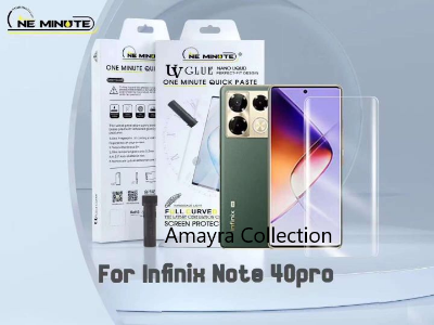Picture of Infinix Note 40 Pro+ 5G (A+ GRADE) Premium UV Tempered Glass Screen Protector Curved with Liquid Glue and UV Light -Transparent Clear