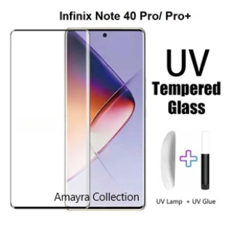 Picture of Infinix Note 40 Pro+ 5G (A+ GRADE) Premium UV Tempered Glass Screen Protector Curved with Liquid Glue and UV Light -Transparent Clear