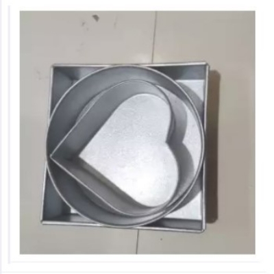 Picture of Aluminium 3 pcs 3 shape Square/ Heart/ Round Shape Cake Mold/ Pudding Mold Full Set -Silver
