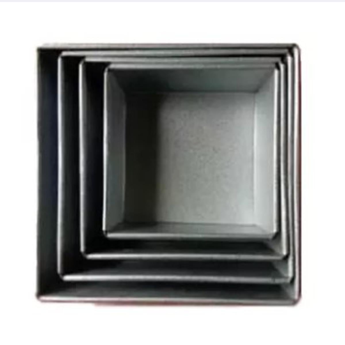 Picture of 4Pcs Square Shape Cake Mold,  Pudding And More, Oven Proof Cake Pan Set 5,6,7,8 inches sizes -Silver