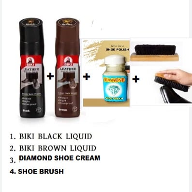 Picture of Combo of biki black biki brown diamond shoe cream and shoe brush