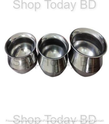 Picture of SS Hari / Patil / Handi / Deski  Combo of 3 Pieces set Induction Supported Full Stainless Steel set -Silver