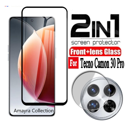 Picture of 2in1 Protector Combo Pack for Tecno Camon 30 Pro (Premium Full Screen Protector Glass + Camera Lens Protector)