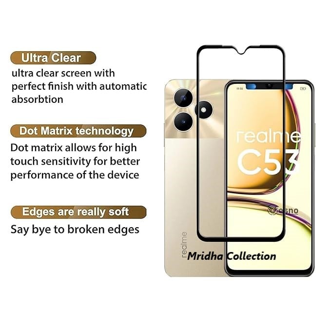 Picture of Realme C51 (RMX3830) (5D 9D 11D 13D 21D) Screen Protector Tempered Glass Film 9H Hardness Full Coverage No Bubbles and Fingerprint Scratch-Resistant