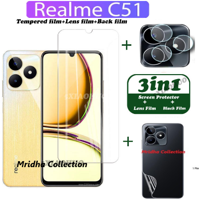 Picture of 3in1 Protector Combo Pack for Realme C51 (RMX3830) (Clear Screen Protector Glass+Back Hydrogel Protector Poly+Camera Lens Protector)