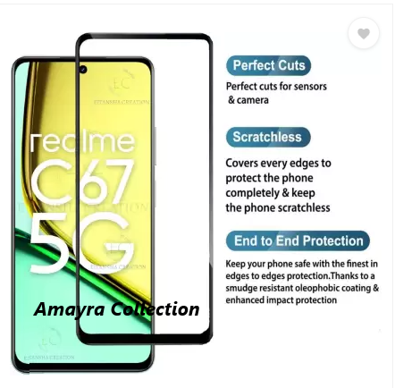 Picture of Realme C67 4G (RMX3890) (5D 9D 11D 13D 21D) Screen Protector Tempered Glass Film 9H Hardness Full Coverage No Bubbles and Fingerprint Scratch-Resistant