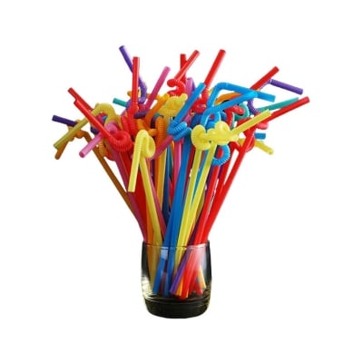 Picture of Flexible Plastic Drinking Straws, 10 Inches Extra Long Colorful- 50  pcs -Multicolor