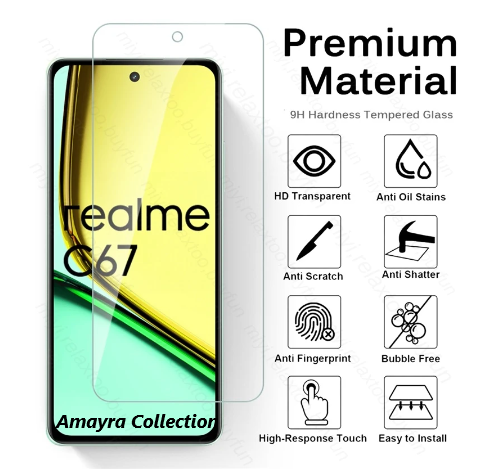 Picture of Realme C67 4G (RMX3890) Screen Protector 3D Tempered Clear Screen protector Premium Product Gorilla Glass Transparent Clear Ultra Thin - Durable & Scratch Resistant - Easy to Install