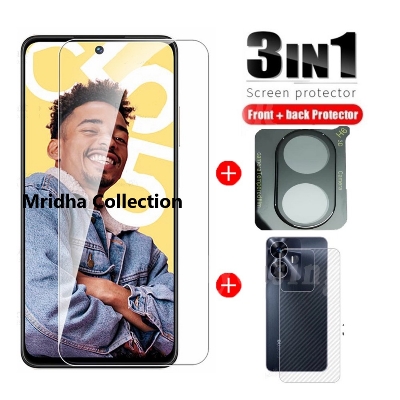 Picture of 3in1 Protector Combo Pack for Realme C55 (RMX3710) (Clear Screen Protector Glass+Back Hydrogel Protector Poly+9h Camera Lens Protector)