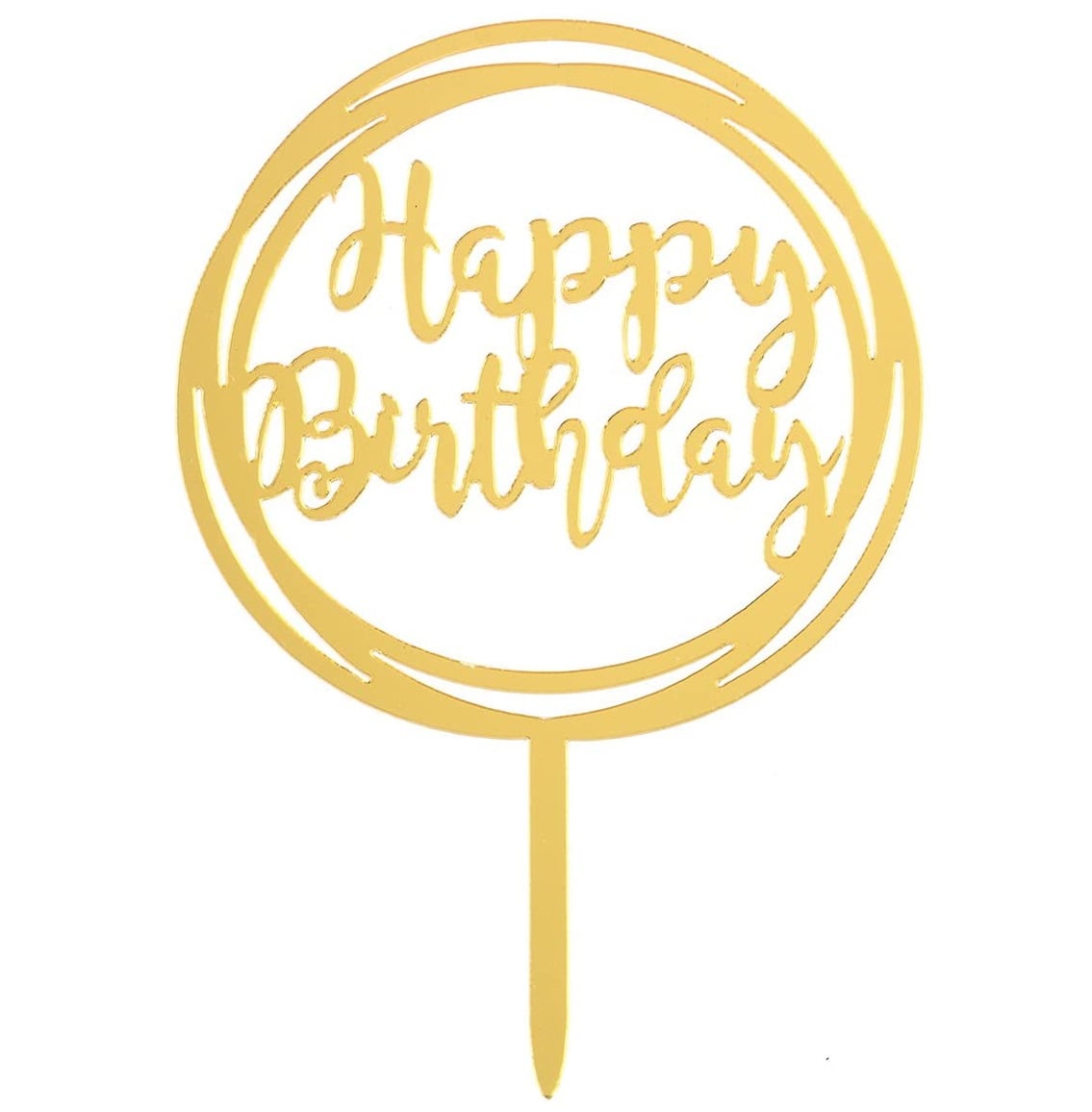Picture of Happy Birthday Gold Cake Topper Random Design 1 piece -Golden