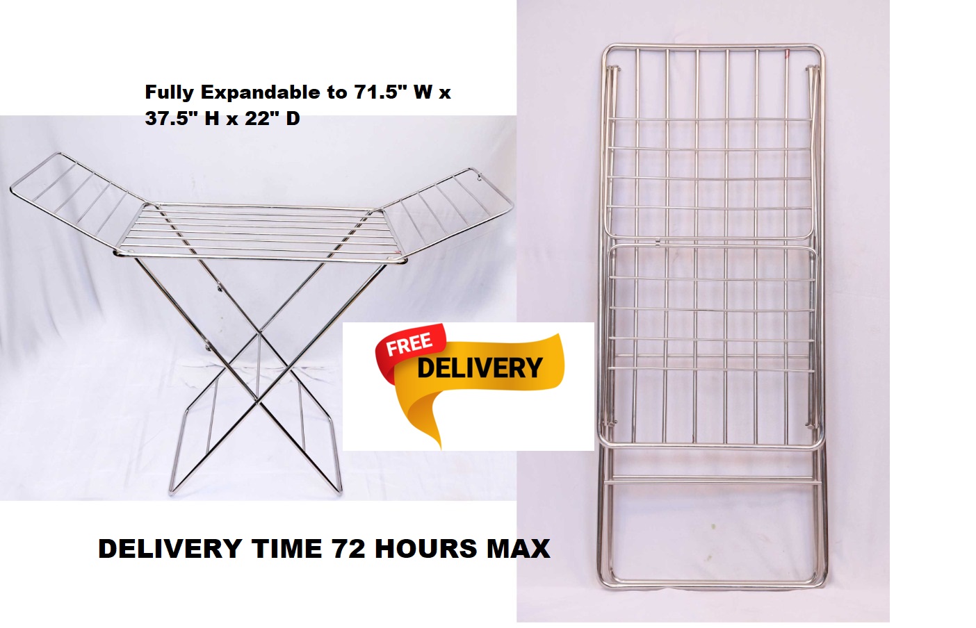 Picture of Home Intelligence Folding Cloth 3 Tyre Dry Rack Dryer - Cloth Rack - Upscaled Quality S.K.B DCH -A202 Full SS Stainless Steel -Silver