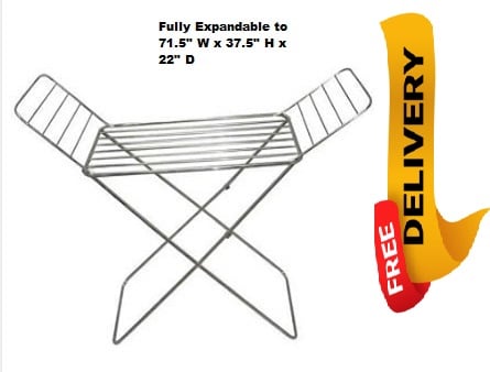 Picture of Home Intelligence Folding Cloth 3 Tyre Dry Rack Dryer - Cloth Rack - Upscaled Quality S.K.B DCH -A202 Full SS Stainless Steel -Silver