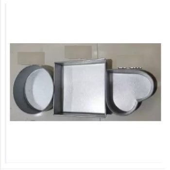 Picture of Aluminium Square 8" / Heart 5" / Round Shape 7" Cake Mold/ Pudding Mold Full Set -Silver