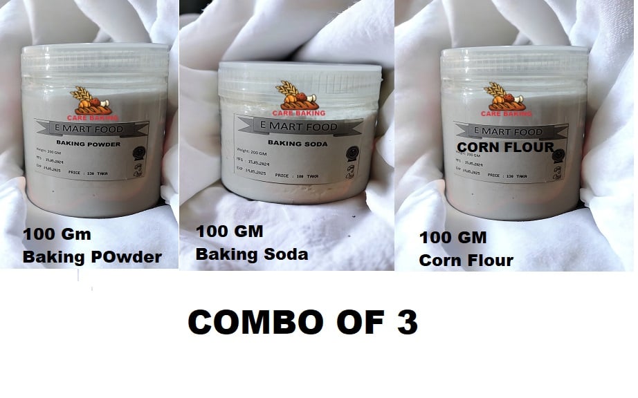 Picture of Baking powder 100 Gm + Baking Soda 100 Gm + Corn Flour 100 GM Combo Of 3