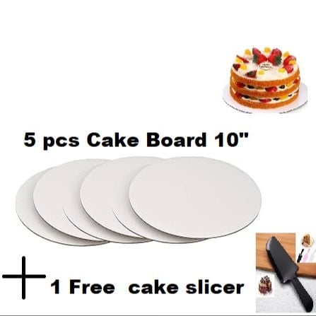 Picture of 10" Round Cake Board 5 pcs + 1 piece Cake Slicer Free -Multicolor